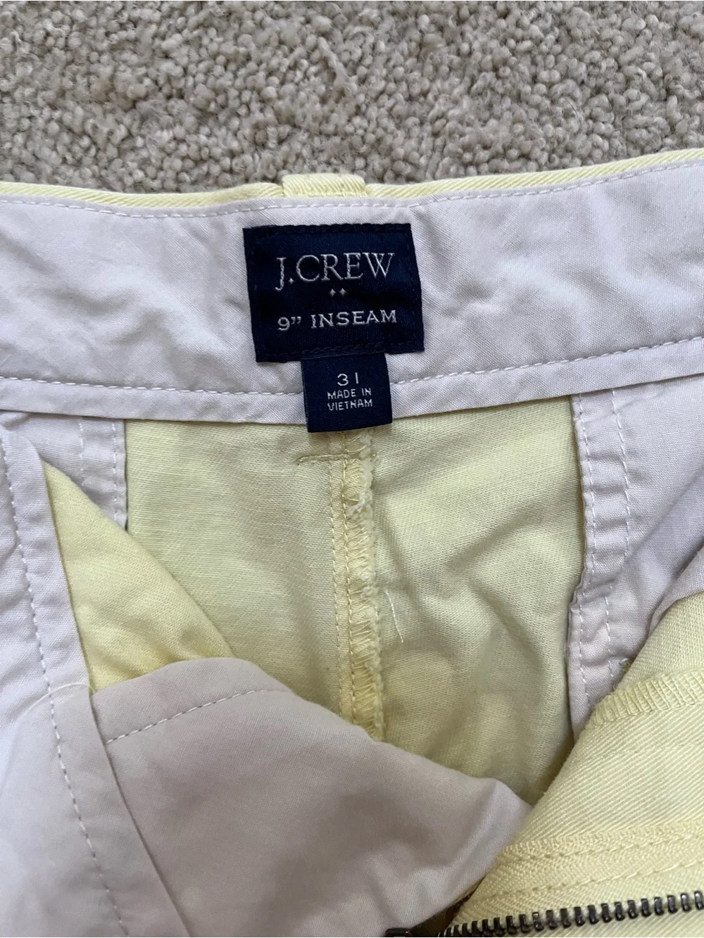 J. Crew Men’s pale yellow Flat Front Chino Shorts